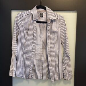 Express Blue and White Striped Shirt